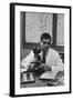 Cancer Specialist Dr. Ernest L. Wynder at Microscope in His Office, 1957-Alfred Eisenstaedt-Framed Photographic Print