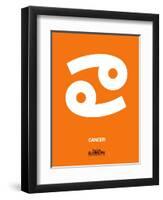 Cancer Zodiac Sign White on Orange-NaxArt-Framed Art Print