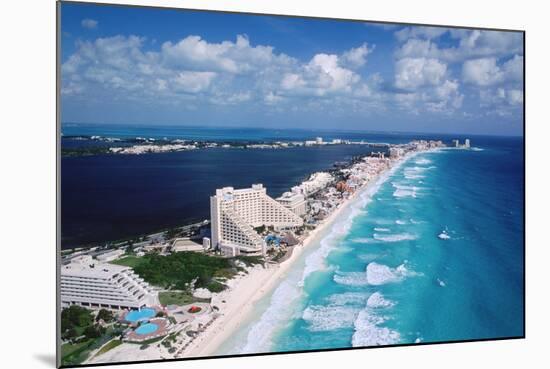 Cancun Beach and Hotels-Danny Lehman-Mounted Photographic Print