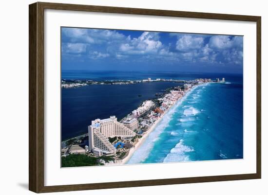 Cancun Beach and Hotels-Danny Lehman-Framed Photographic Print