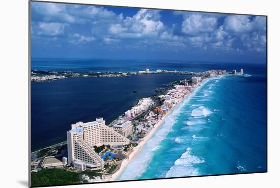 Cancun Beach and Hotels-Danny Lehman-Mounted Photographic Print