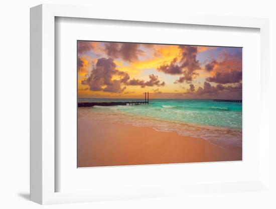 Cancun Caracol Beach Sunset in Mexico at Hotel Zone Hotelera-holbox-Framed Photographic Print