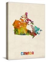 Canda Watercolor Map-Michael Tompsett-Stretched Canvas