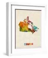 Canda Watercolor Map-Michael Tompsett-Framed Art Print