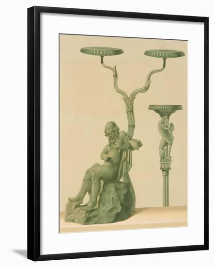 Candelabra with Bronze Faun, from the Houses and Monuments of Pompeii-Fausto and Felice Niccolini-Framed Giclee Print