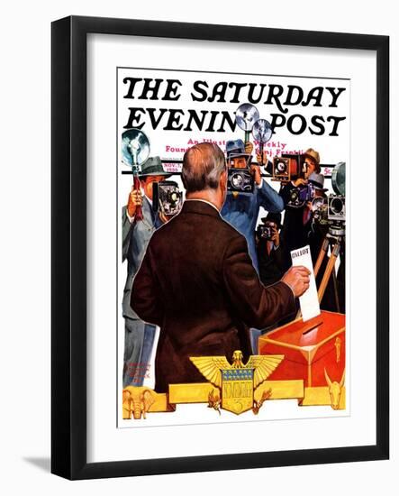 "Candidate Voting," Saturday Evening Post Cover, November 7, 1936-Edgar Franklin Wittmack-Framed Giclee Print