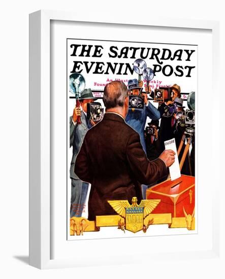 "Candidate Voting," Saturday Evening Post Cover, November 7, 1936-Edgar Franklin Wittmack-Framed Giclee Print