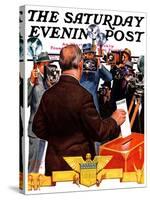 "Candidate Voting," Saturday Evening Post Cover, November 7, 1936-Edgar Franklin Wittmack-Stretched Canvas