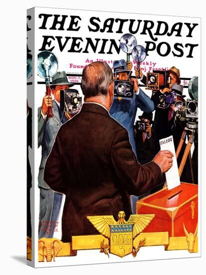 "Candidate Voting," Saturday Evening Post Cover, November 7, 1936-Edgar Franklin Wittmack-Stretched Canvas