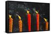 Candle burning at temple, Hanshan, Xinshi, Zhejiang Province, China-Keren Su-Framed Stretched Canvas