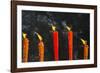 Candle burning at temple, Hanshan, Xinshi, Zhejiang Province, China-Keren Su-Framed Photographic Print