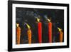 Candle burning at temple, Hanshan, Xinshi, Zhejiang Province, China-Keren Su-Framed Photographic Print