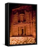 Candle Lit Courtyard of the Treasury (Al Khazneh), Petra (Unesco World Heritage Site), Jordan-Michele Falzone-Framed Stretched Canvas