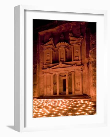 Candle Lit Courtyard of the Treasury (Al Khazneh), Petra (Unesco World Heritage Site), Jordan-Michele Falzone-Framed Photographic Print