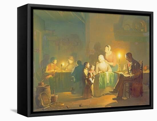 Candlelit Interior-Johannes Rosiere-Framed Stretched Canvas