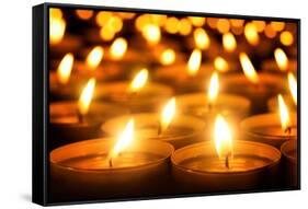 Candles Glowing in the Dark-Smileus-Framed Stretched Canvas