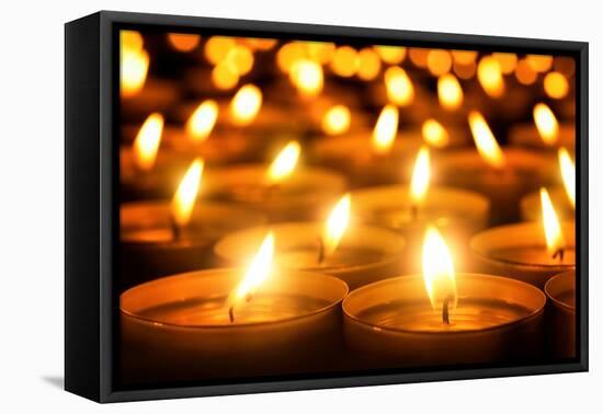 Candles Glowing in the Dark-Smileus-Framed Stretched Canvas