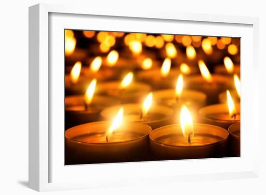 Candles Glowing in the Dark-Smileus-Framed Photographic Print