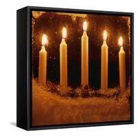 Candles in Frosty Window-Ake Lindau-Framed Stretched Canvas