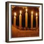 Candles in Frosty Window-Ake Lindau-Framed Photographic Print