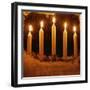 Candles in Frosty Window-Ake Lindau-Framed Photographic Print