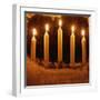 Candles in Frosty Window-Ake Lindau-Framed Photographic Print