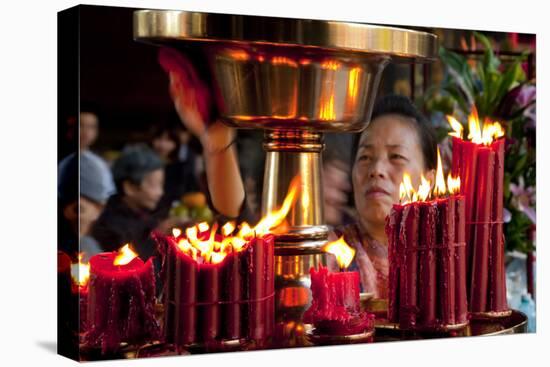 Candles In Longshan Temple Taipei-Charles Bowman-Stretched Canvas