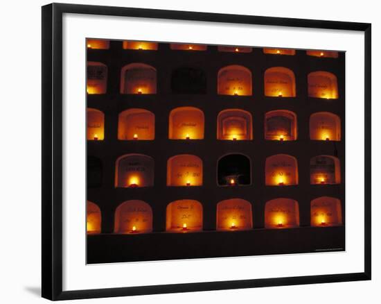 Candles Light the Graves of Niches in the Cemetary, Oaxaca, Mexico-Judith Haden-Framed Photographic Print
