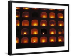 Candles Light the Graves of Niches in the Cemetary, Oaxaca, Mexico-Judith Haden-Framed Photographic Print