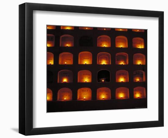 Candles Light the Graves of Niches in the Cemetary, Oaxaca, Mexico-Judith Haden-Framed Photographic Print