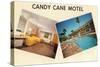 Candy Cane Motel, Retro-null-Stretched Canvas