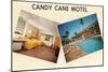 Candy Cane Motel, Retro-null-Mounted Art Print