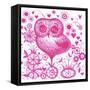 Candy Floss Owl-Oxana Zaiko-Framed Stretched Canvas
