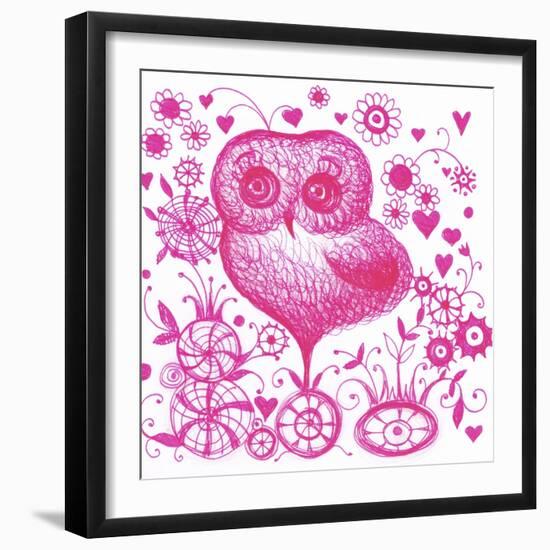 Candy Floss Owl-Oxana Zaiko-Framed Giclee Print