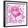 Candy Floss Owl-Oxana Zaiko-Framed Giclee Print