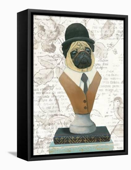 Canine Couture Newsprint III-Emily Adams-Framed Stretched Canvas
