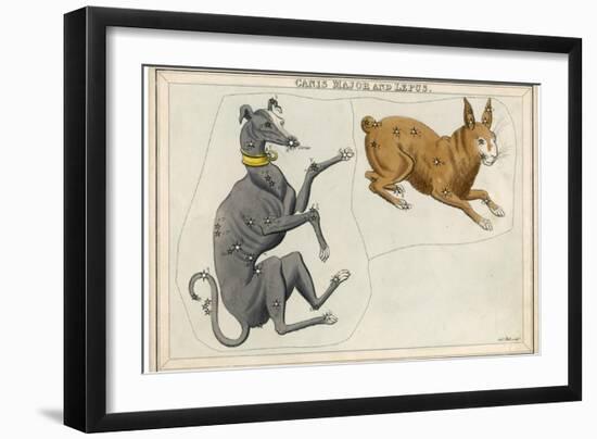 Canis Major (Dog) and Lepus (Hare) Constellation-Sidney Hall-Framed Photographic Print