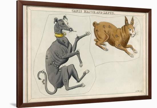 Canis Major (Dog) and Lepus (Hare) Constellation-Sidney Hall-Framed Photographic Print