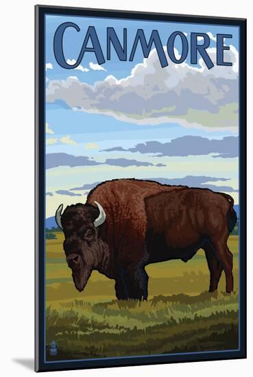 Canmore, Alberta, Canada - Solo Bison-Lantern Press-Mounted Art Print