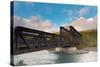 Canmore Engine Bridge on Bow River, Canmore, Alberta, Canada-null-Stretched Canvas