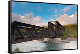Canmore Engine Bridge on Bow River, Canmore, Alberta, Canada-null-Framed Stretched Canvas