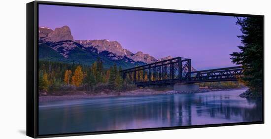 Canmore Engine Bridge on Bow River, Canmore, Alberta, Canada-null-Framed Stretched Canvas