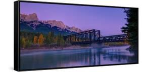 Canmore Engine Bridge on Bow River, Canmore, Alberta, Canada-null-Framed Stretched Canvas