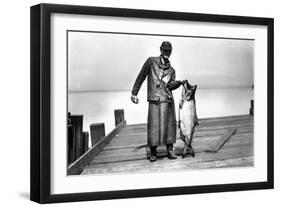 Cannery Worker with Salmon, Circa 1909-Asahel Curtis-Framed Giclee Print