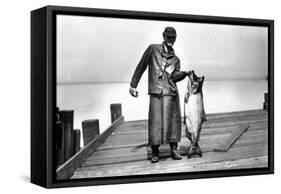 Cannery Worker with Salmon, Circa 1909-Asahel Curtis-Framed Stretched Canvas
