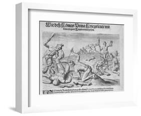Cannibalism, Engraved by Theodor De Bry-John White-Framed Giclee Print