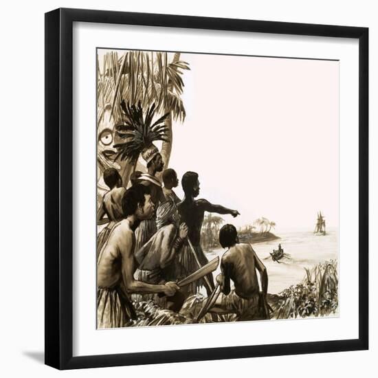 Cannibals Try to Stop Herman Melville Leaving the Polynesian Islands-null-Framed Giclee Print