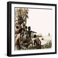 Cannibals Try to Stop Herman Melville Leaving the Polynesian Islands-null-Framed Giclee Print