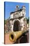 Cannon at Porta De Santiago-Nico Tondini-Stretched Canvas