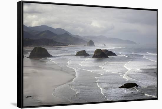 Cannon Beach and Haystack Rock, Crescent Beach, Ecola State Park, Oregon, USA-Jamie & Judy Wild-Framed Stretched Canvas